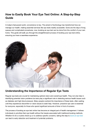 How to Easily Book Your Eye Test Online A Step-by-Step Guide