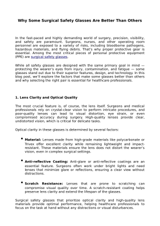 Why Some Surgical Safety Glasses Are Better Than Others