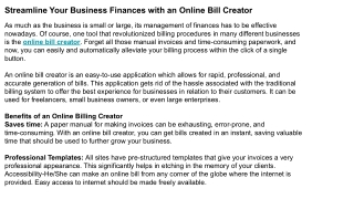 Streamline Your Business Finances with an Online Bill Creator