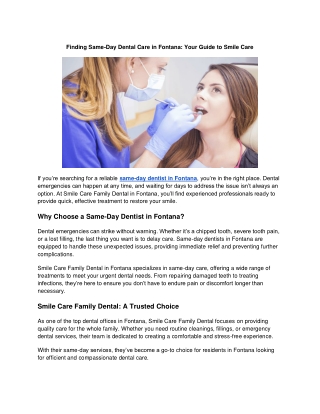 Same-Day Dentist and Dental Implants in Fontana