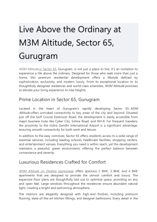 live above the ordinary at m3m altitude sector