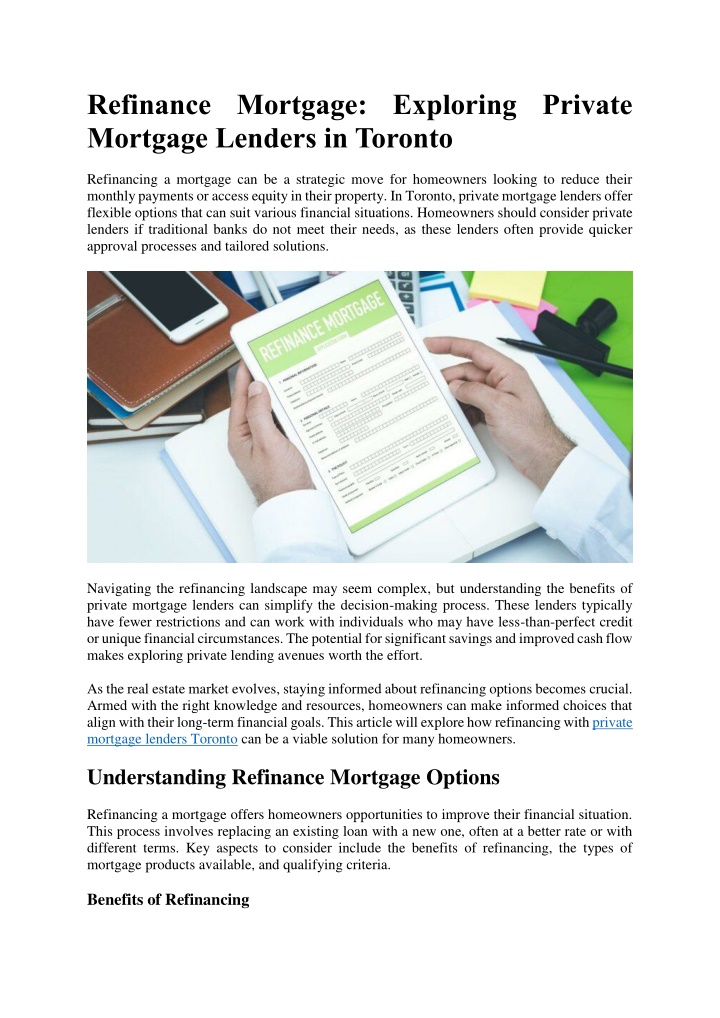 refinance mortgage exploring private mortgage