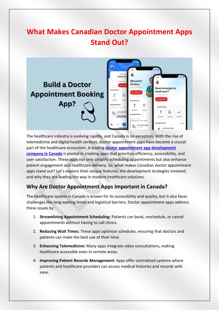 what makes canadian doctor appointment apps stand