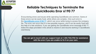 reliable techniques to terminate the quickbooks error 6190 77