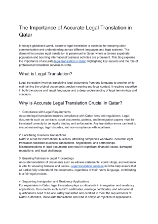 The Importance of Accurate Legal Translation in Qatar