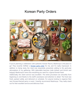 Korean Party Orders