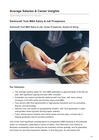 Dartmouth Tuck MBA Salary Guide: Average Salaries & Career Insights