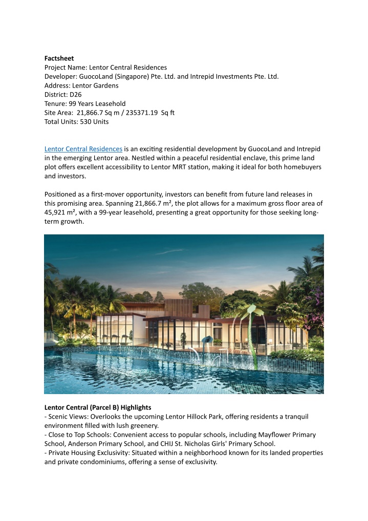 factsheet project name lentor central residences