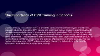 The Importance of CPR Training in Schools
