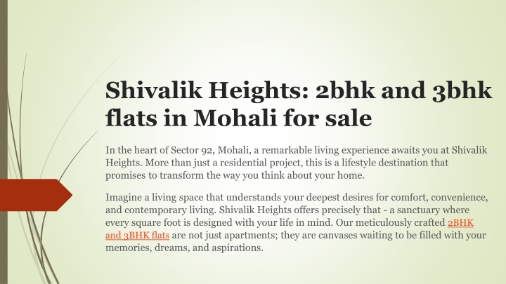 shivalik heights 2bhk and 3bhk flats in mohali for sale