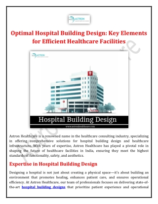 Optimal Hospital Building Design Key Elements for Efficient Healthcare Facilities