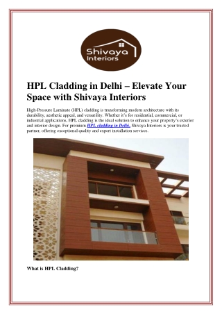 HPL Cladding in Delhi – Elevate Your Space with Shivaya Interiors