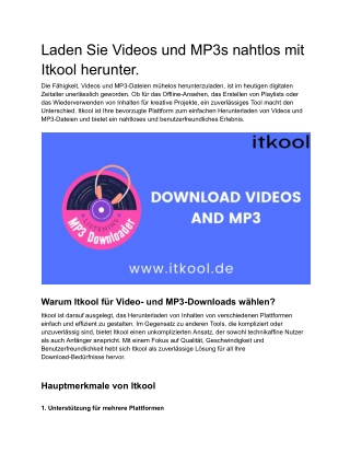 Laden Sie Videos und MP3s sofort mit Itkool herunter