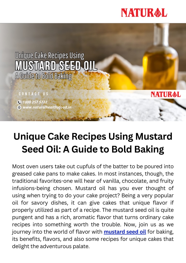 unique cake recipes using mustard seed