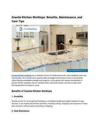 Granite Kitchen Worktops_ Benefits, Maintenance, and Care Tips