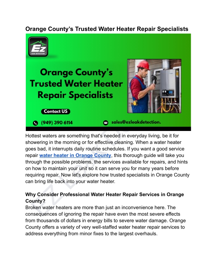 orange county s trusted water heater repair