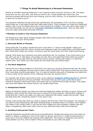 7 things to avoid mentioning in a personal