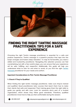 Finding the Right Tantric Massage Practitioner Tips for a Safe Experience