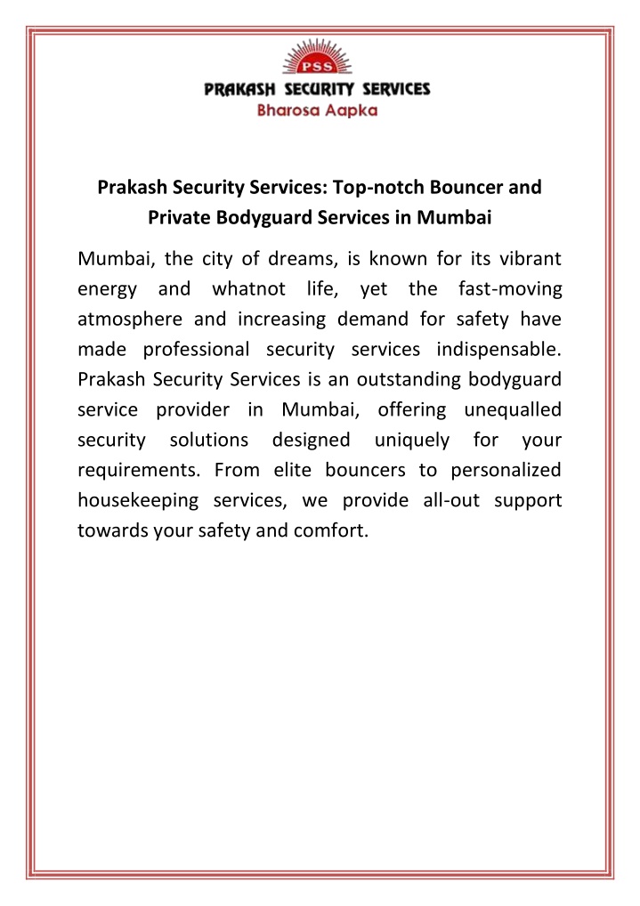 prakash security services top notch bouncer