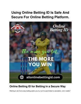 using online betting id is safe and secure for online betting platform