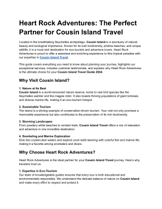 Heart Rock Adventures_ The Perfect Partner for Cousin Island Travel