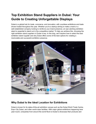 Top Exhibition Stand Suppliers in Dubai: Your Guide to Creating Unforgettable Di