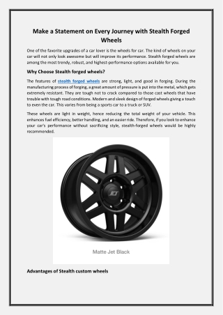 Make a Statement on Every Journey with Stealth Forged Wheels