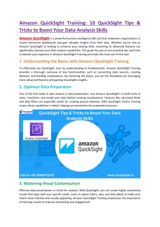 amazon quicksight training 10 quicksight tips