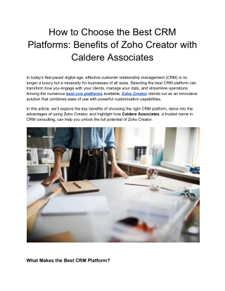 How to Choose the Best CRM Platforms_ Benefits of Zoho Creator with Caldere Associates