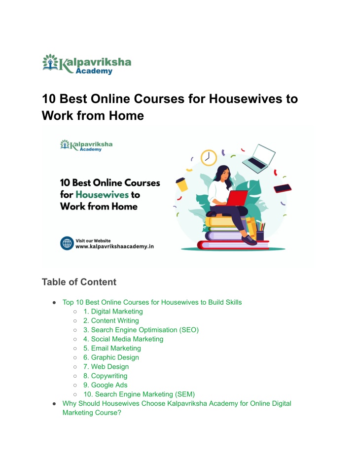 10 best online courses for housewives to work