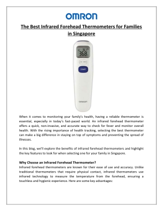 The Best Infrared Forehead Thermometers for Families in Singapore