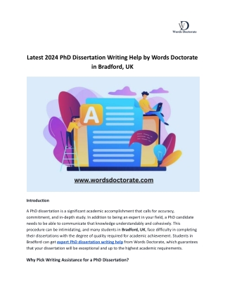 Latest 2024 PhD Dissertation Writing Help by Words Doctorate in Bradford, UK