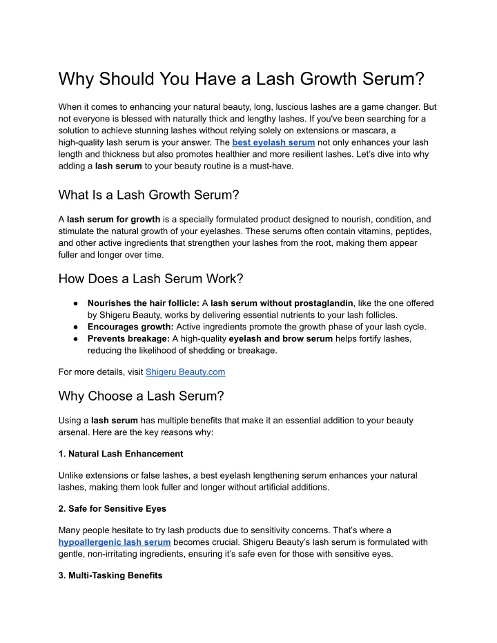 why should you have a lash growth serum