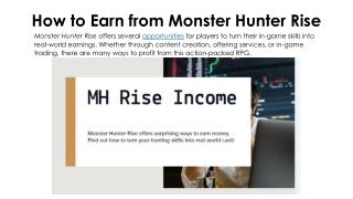 how to earn from monster hunter rise