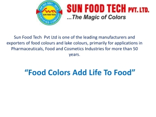 Top Food Colors Manufacturers & Exporters in India