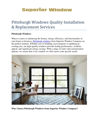pittsburgh windows quality installation