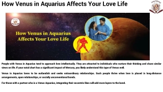 How Venus in Aquarius Affects Your Love Life