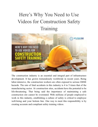 Here’s Why You Need to Use Videos for Construction Safety Training