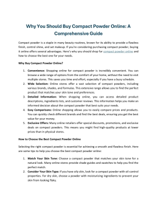 Why You Should Buy Compact Powder Online - A Comprehensive Gui