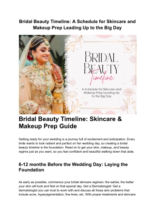 Bridal Beauty Timeline A Schedule for Skincare and Makeup Prep Leading Up to the Big Day