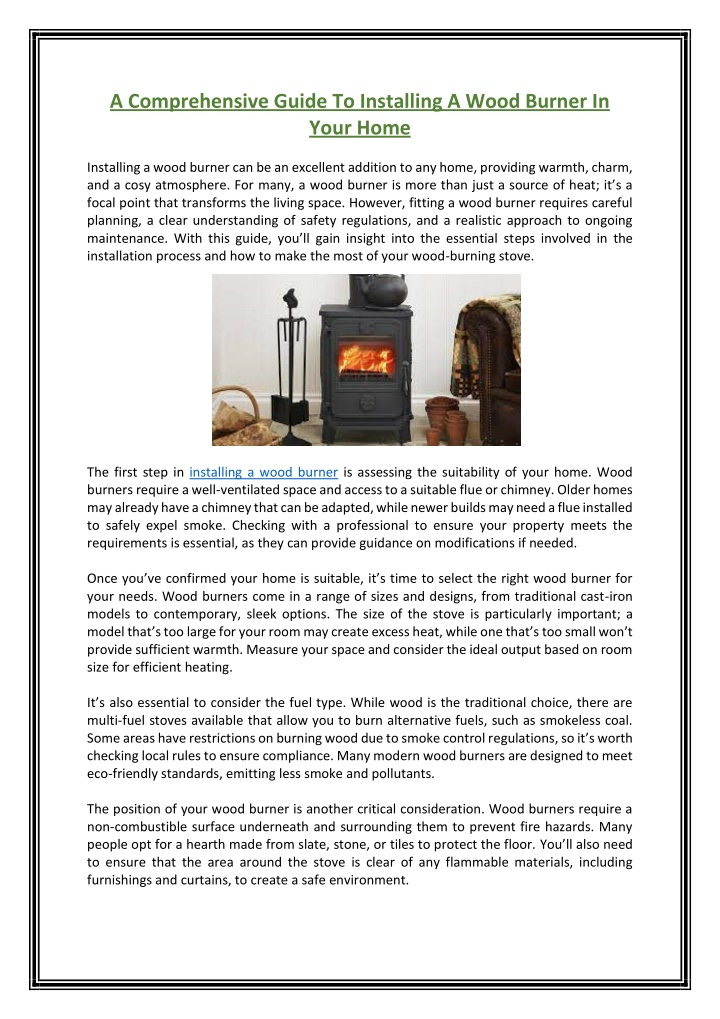 a comprehensive guide to installing a wood burner