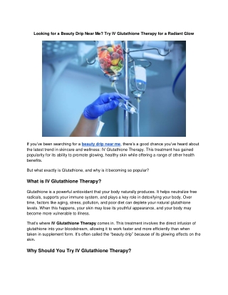 Discover the Benefits of IV Glutathione Therapy