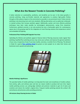 what are the newest trends in concrete polishing