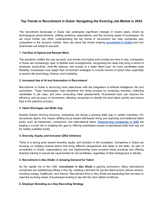 Top Trends in Recruitment in Dubai Navigating the Evolving Job Market in 2024