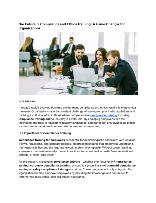 the future of compliance and ethics training