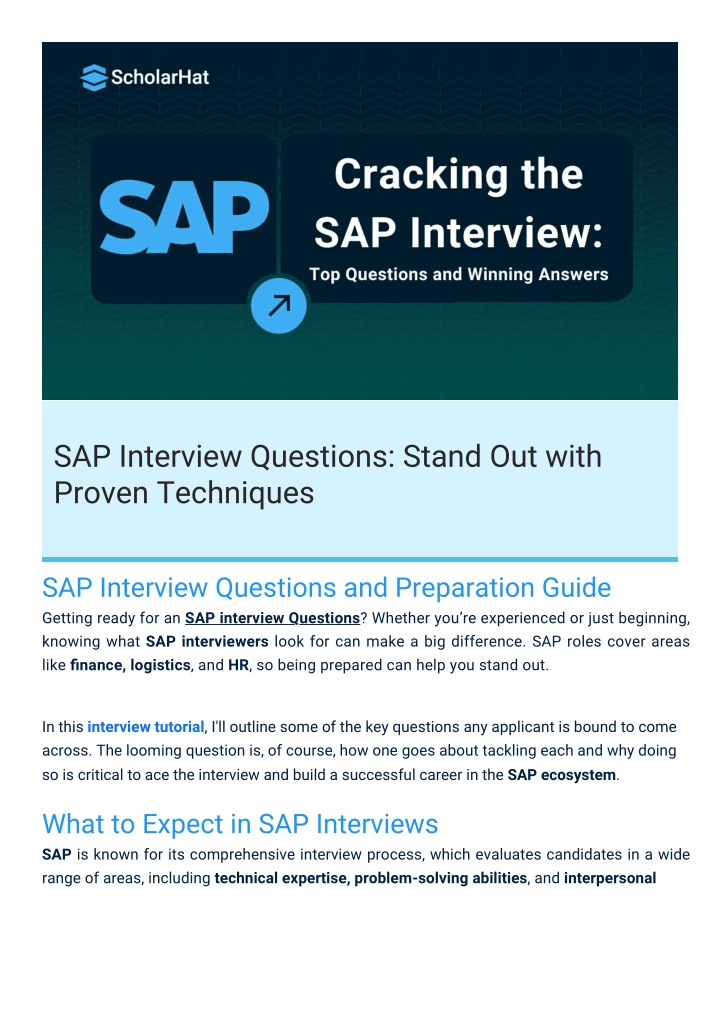 sap interview questions stand out with proven