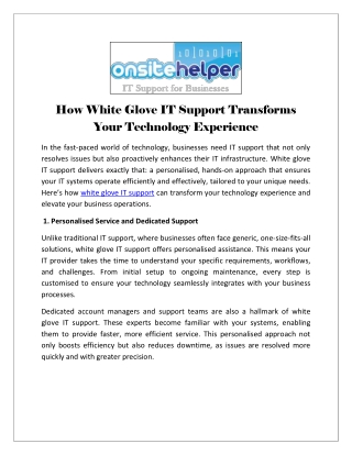 How White Glove IT Support Transforms Your Technology Experience