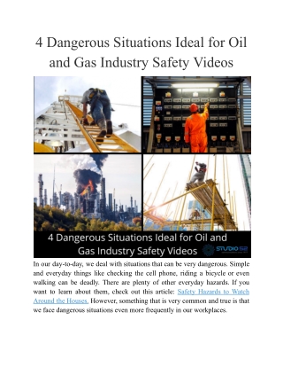 4 Dangerous Situations Ideal for Oil and Gas Industry Safety Videos