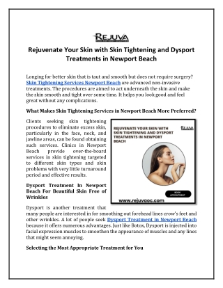 Skin Tightening and Dysport Treatments in Newport Beach, CA