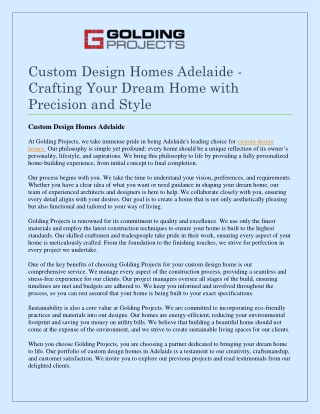 Custom Design Homes Adelaide